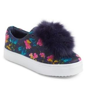 Sam Edelman LeyaFauxFur Navy Floral Spring Sneaker